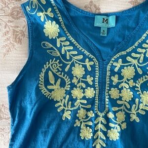 South & Main Embroidered Sleeveless Dress